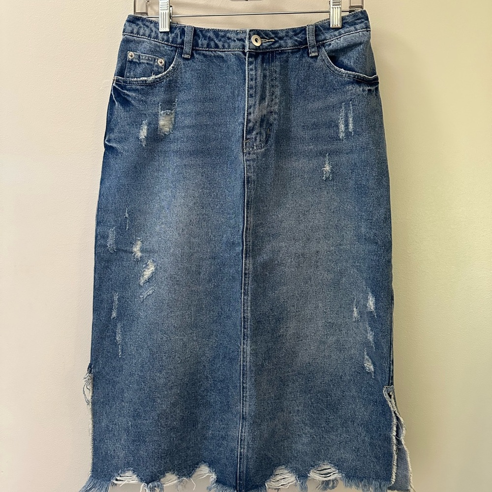 Molly Bracken Blue Midi Pencil Skirt Casual